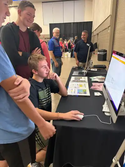 student sitting in front of computer